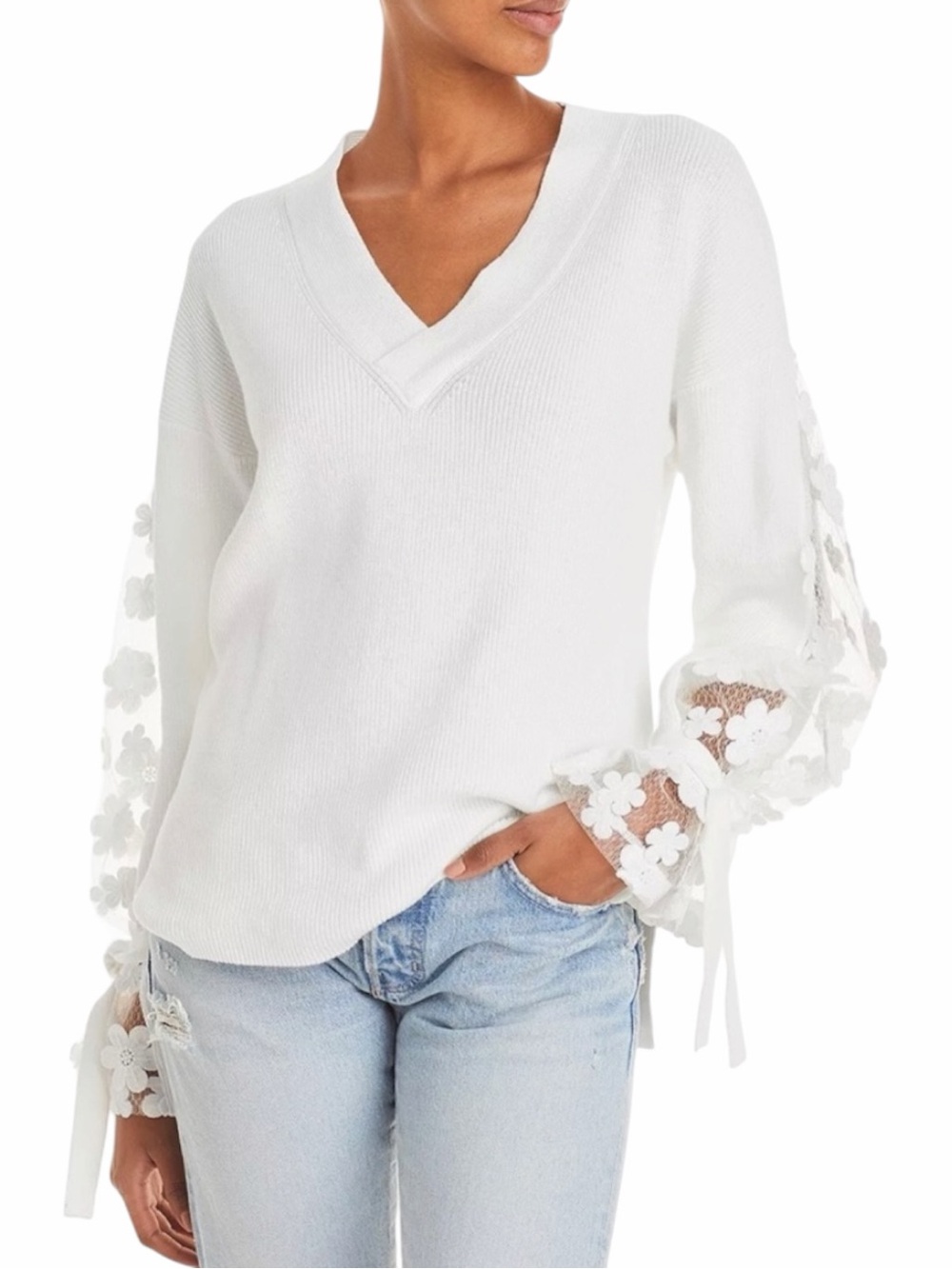 NEW FRENCH CONNECTION Mozart Caballo Lace Sweater Size Large
